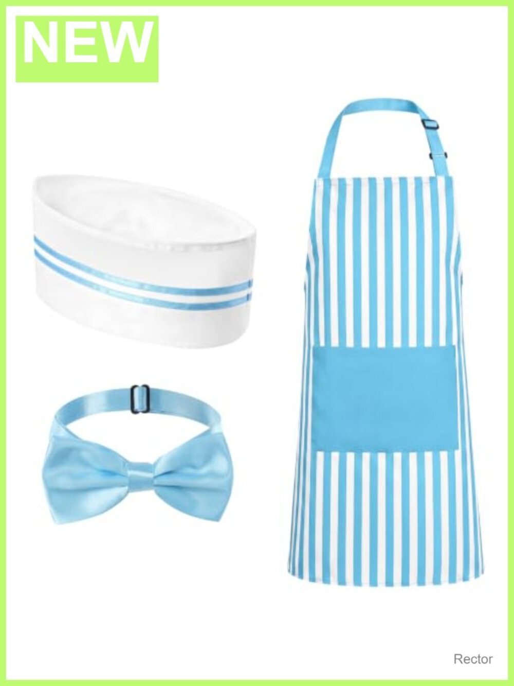 Waiter Costume Set 3 Pc Chef Hat Apron Bow Tie 1950s Adult